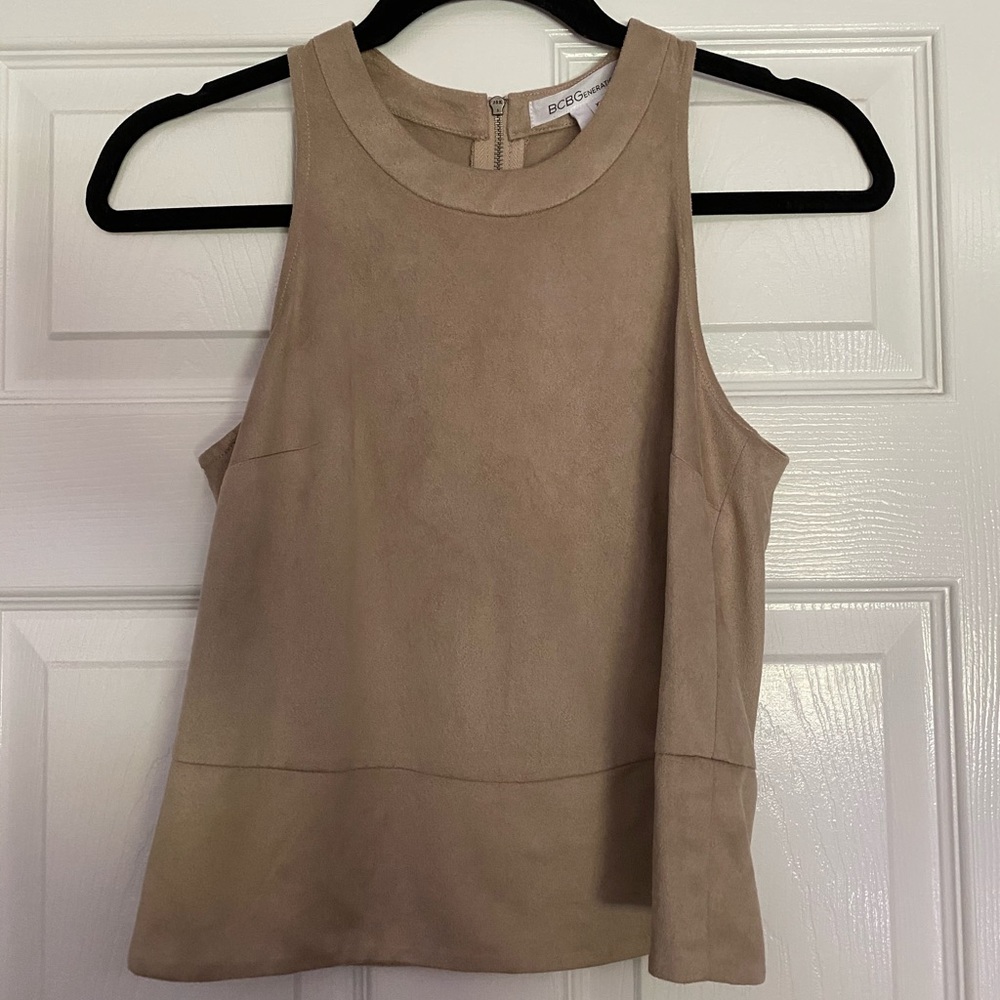 BCBG FAUX SUEDE TANK TOP
